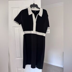 Ellen Tracy Black and White Midi Dress